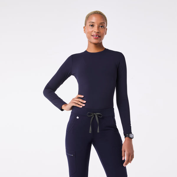 Women's Navy Palmer Ribbed- Long-Sleeve Underscrub