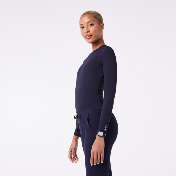 Women's Navy Palmer Ribbed- Long-Sleeve Underscrub