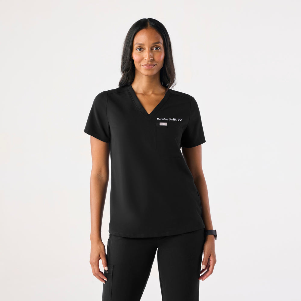 Women's Black Catarina™ - One-Pocket Scrub Top