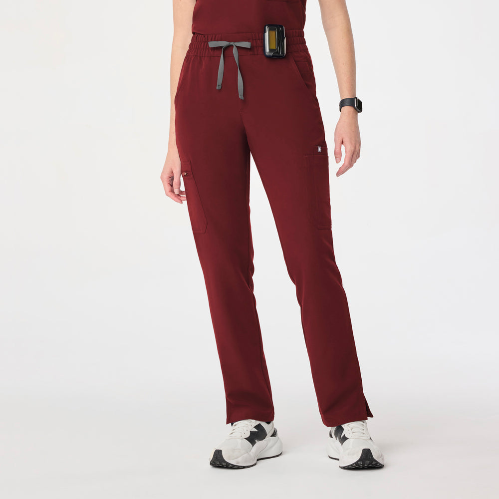 women's Burgundy High Waisted Dowa - Petite Scrub Pant