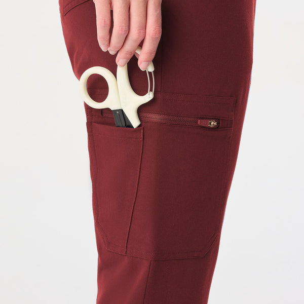 women's Burgundy High Waisted Dowa - Petite Scrub Pant