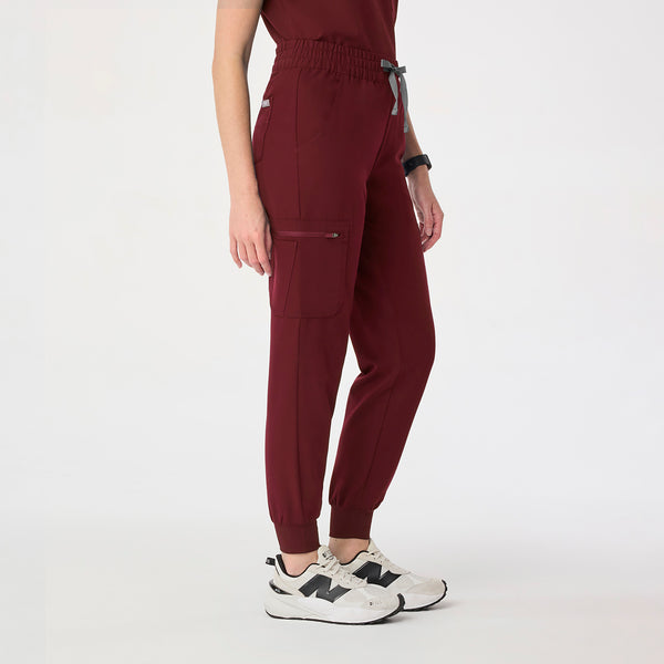 Women's Burgundy Uman High-Rise - Petite Jogger Scrub Pant