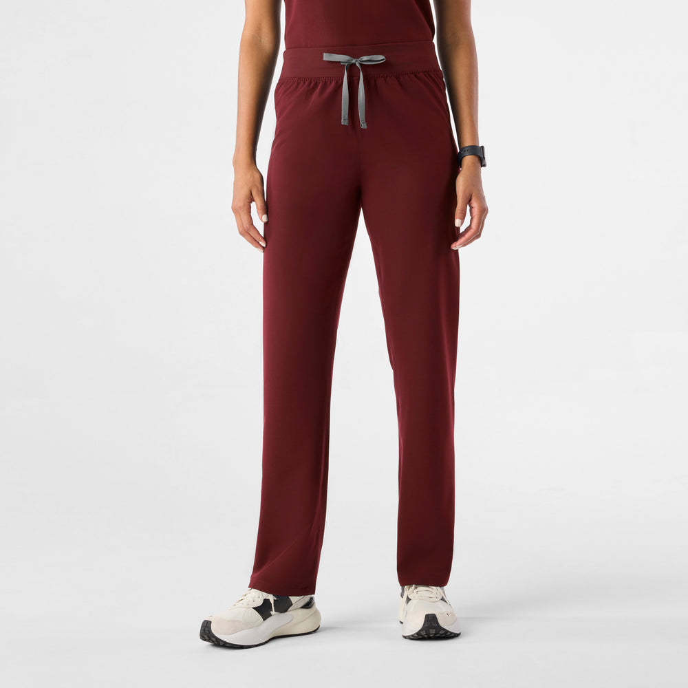 Women's Burgundy Livingston High-Rise - Petite Straight-Leg Scrub Pant™