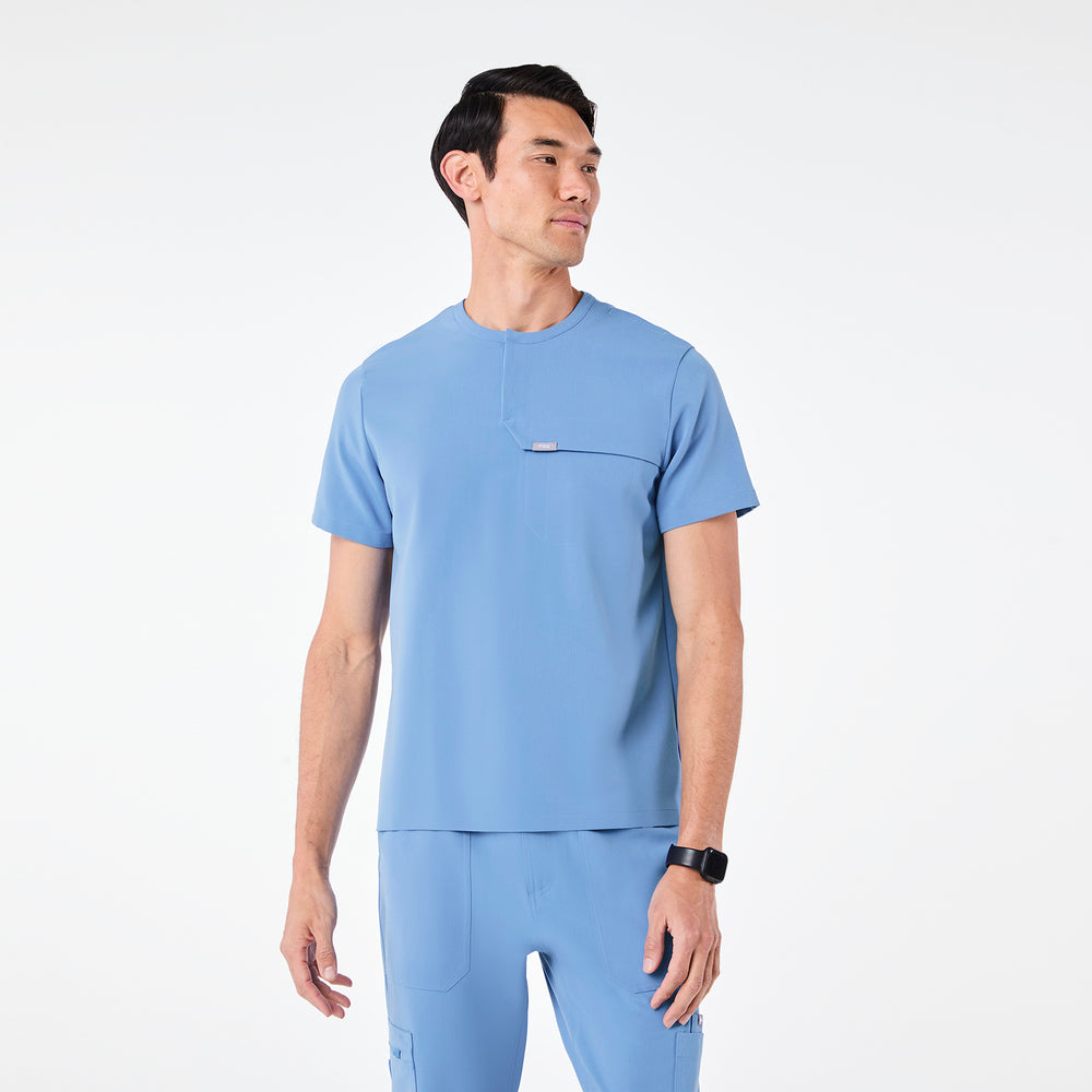 men's Ceil Blue Corfield - Henley Scrub Top