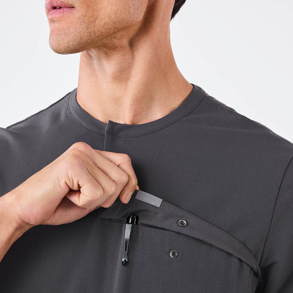 Men's Charcoal Corfield - Henley Scrub Top