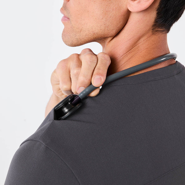 Men's Charcoal Corfield - Henley Scrub Top