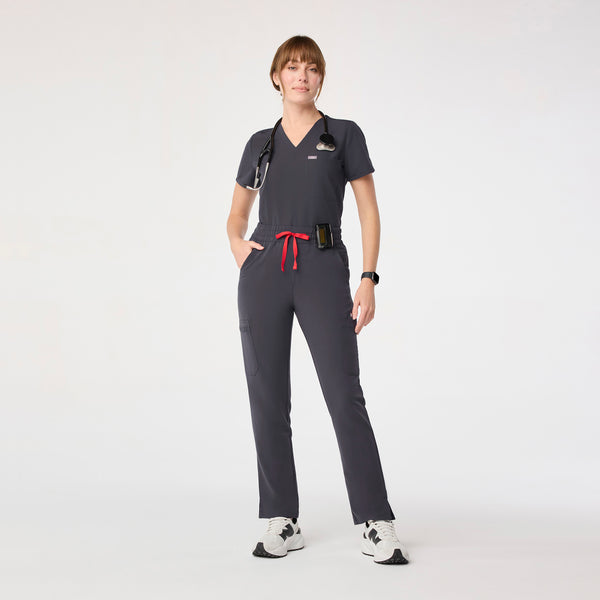 women's Charcoal High Waisted Dowa - Petite Scrub Pant