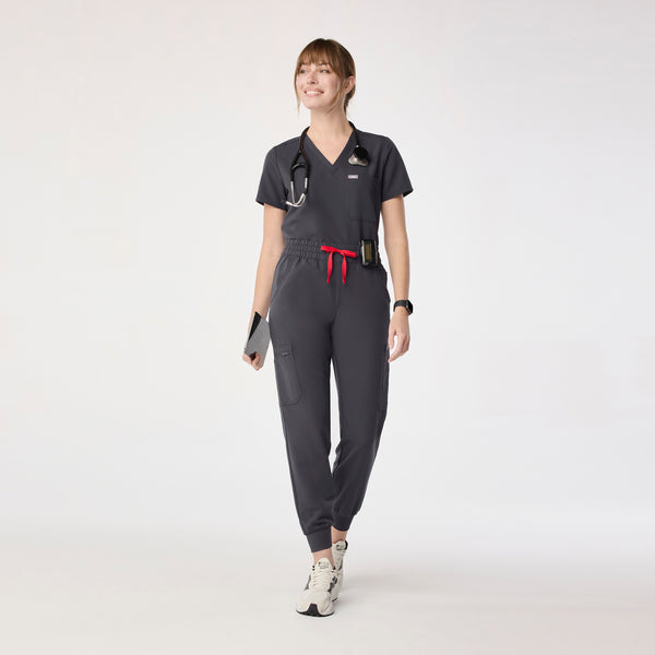 women's Charcoal High Waisted Uman Relaxed - Jogger Scrub Pant