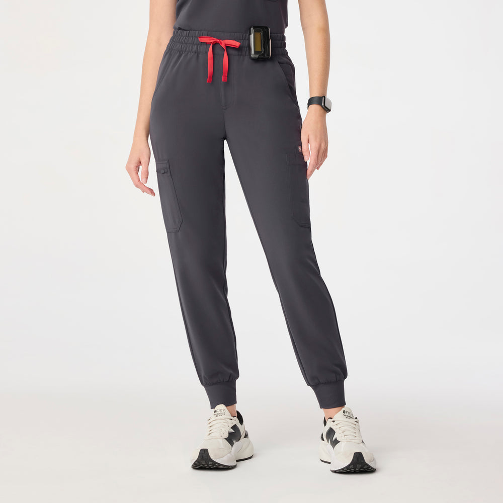 women's Charcoal High Waisted Uman Relaxed - Petite Jogger Scrub Pant