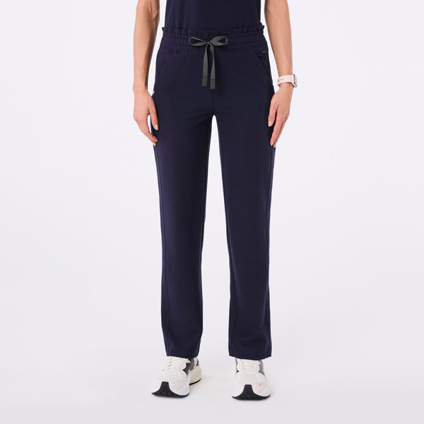 women's Navy Davia High Waisted Straight Leg - Petite Scrub Pant