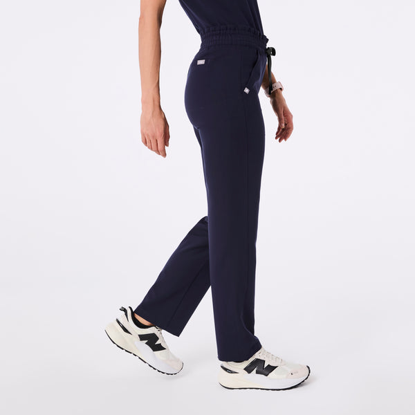 women's Navy Davia High Waisted Straight Leg - Petite Scrub Pant