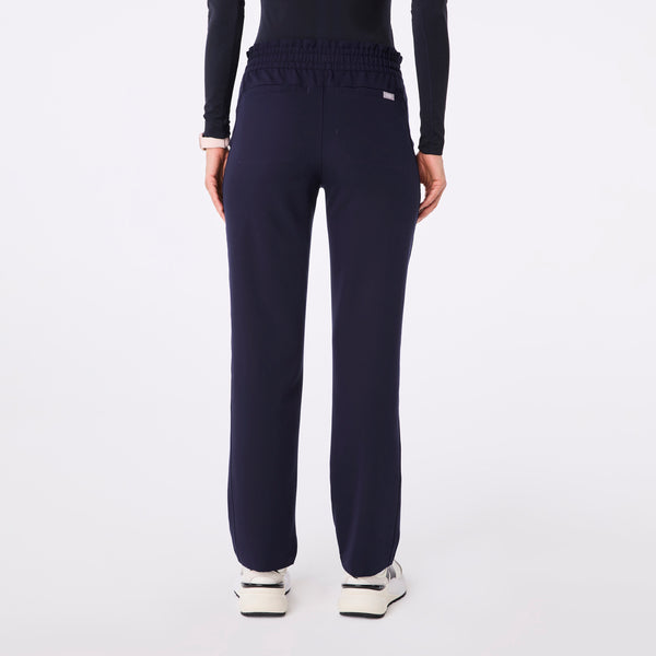 women's Navy Davia High Waisted Straight Leg - Petite Scrub Pant