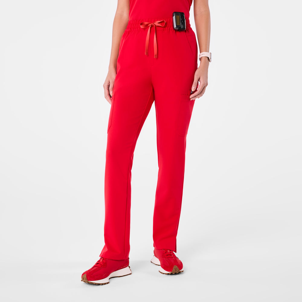 women's Pop Red High Waisted Dowa - Scrub Pants