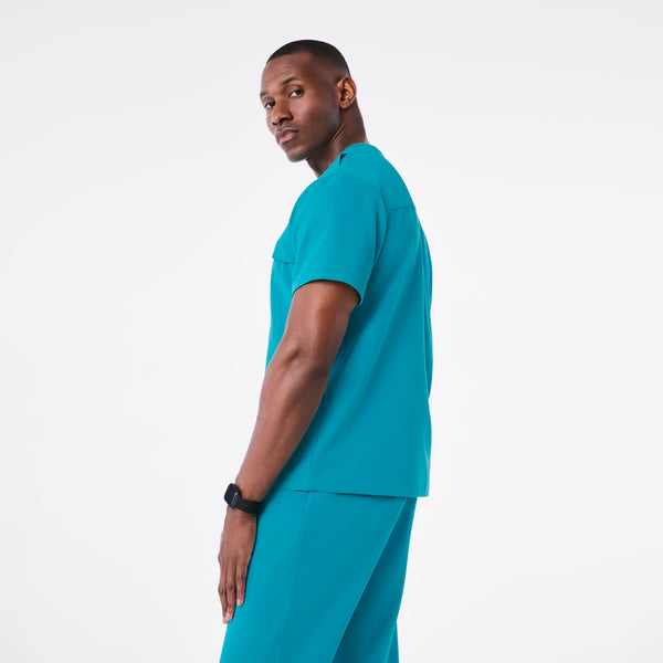 Men's Teal Corfield - Henley Scrub Top
