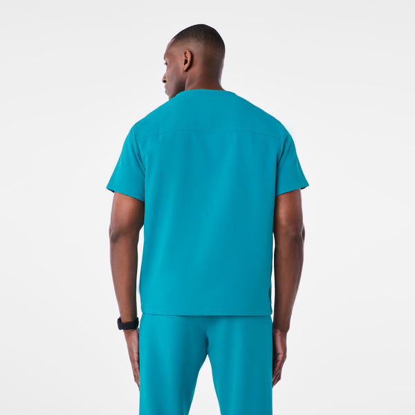 Men's Teal Corfield - Henley Scrub Top