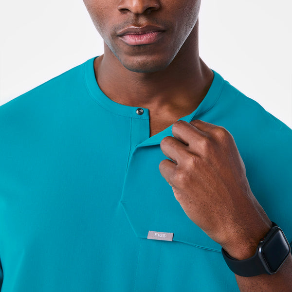 Men's Teal Corfield - Henley Scrub Top