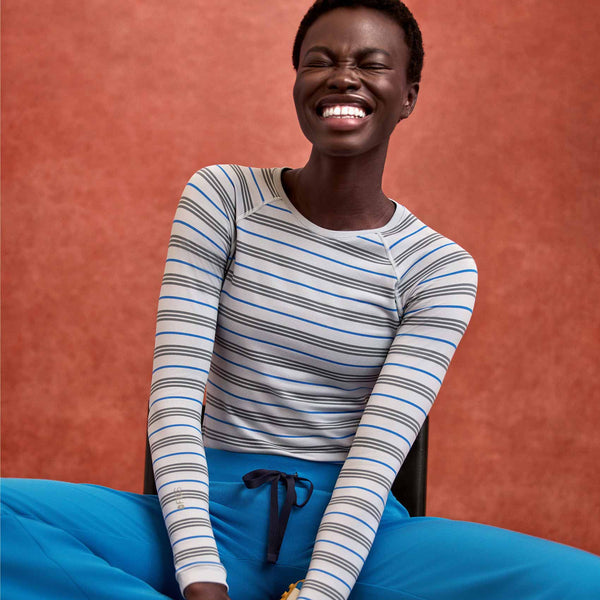 Women's Harbor Grey Salta Striped - Long-Sleeve Underscrub