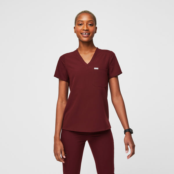Women's Burgundy Catarina™ - Petite Scrub Top