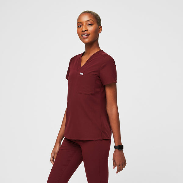Women's Burgundy Catarina™ - Petite Scrub Top