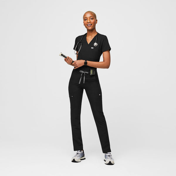 women's Black Yola™ High Waisted 2.0 - Petite Skinny Scrub Pants