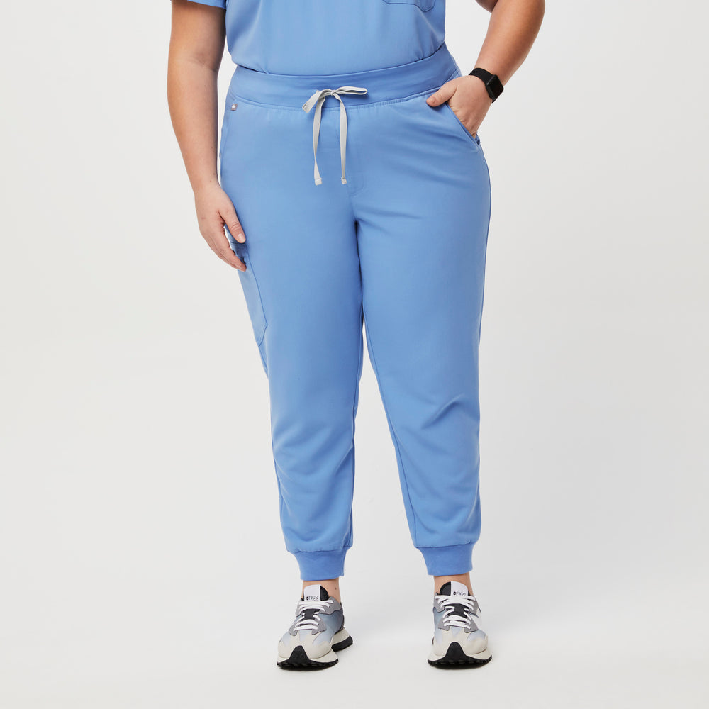 women's Ceil Blue High Waisted Zamora™ - Tall Jogger Scrub Pants (3XL - 6XL)
