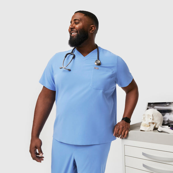 Men's Ceil Blue Leon-  Scrub Top™ (3XL - 6XL)