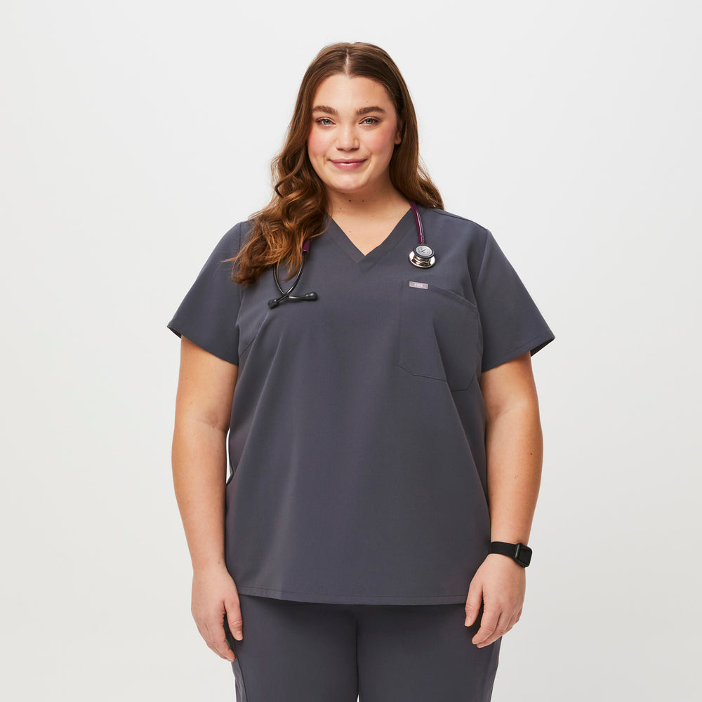 women's Charcoal Catarina™- One-Pocket Scrub Top (3XL - 6XL)