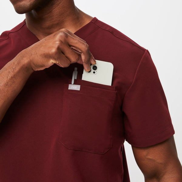 Men's Burgundy Leon™ - Three-Pocket Scrub Top