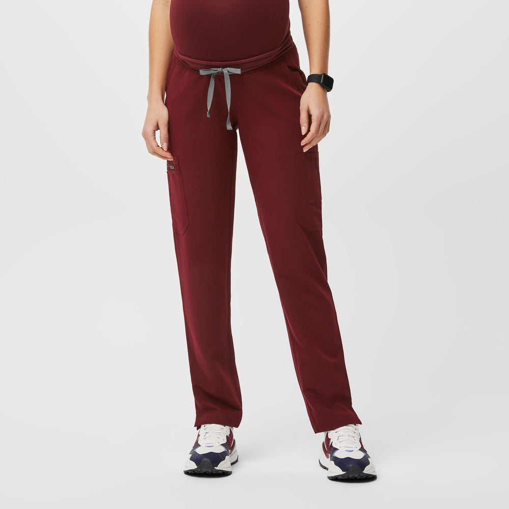 women's Burgundy Yola™ Maternity - Tall Skinny Scrub Pants