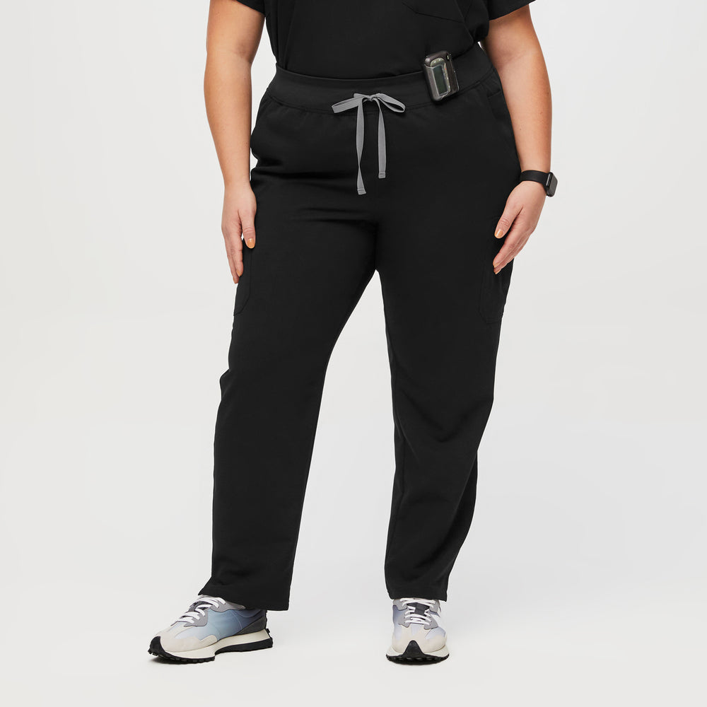 women's Black High Waisted Yola™ - Tall Skinny Scrub Pants (3XL - 6XL)