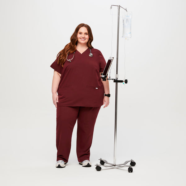women's Burgundy Casma™- Three-Pocket Scrub Top (3XL - 6XL)