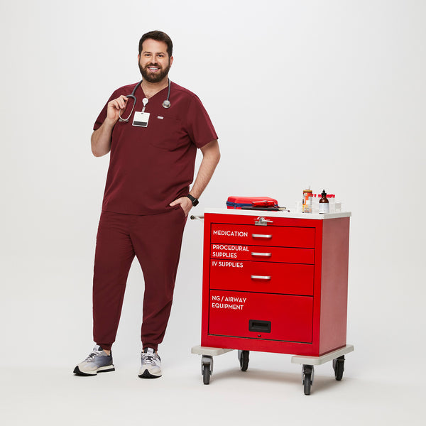 Men's Burgundy Leon-  Scrub Top™ (3XL - 6XL)