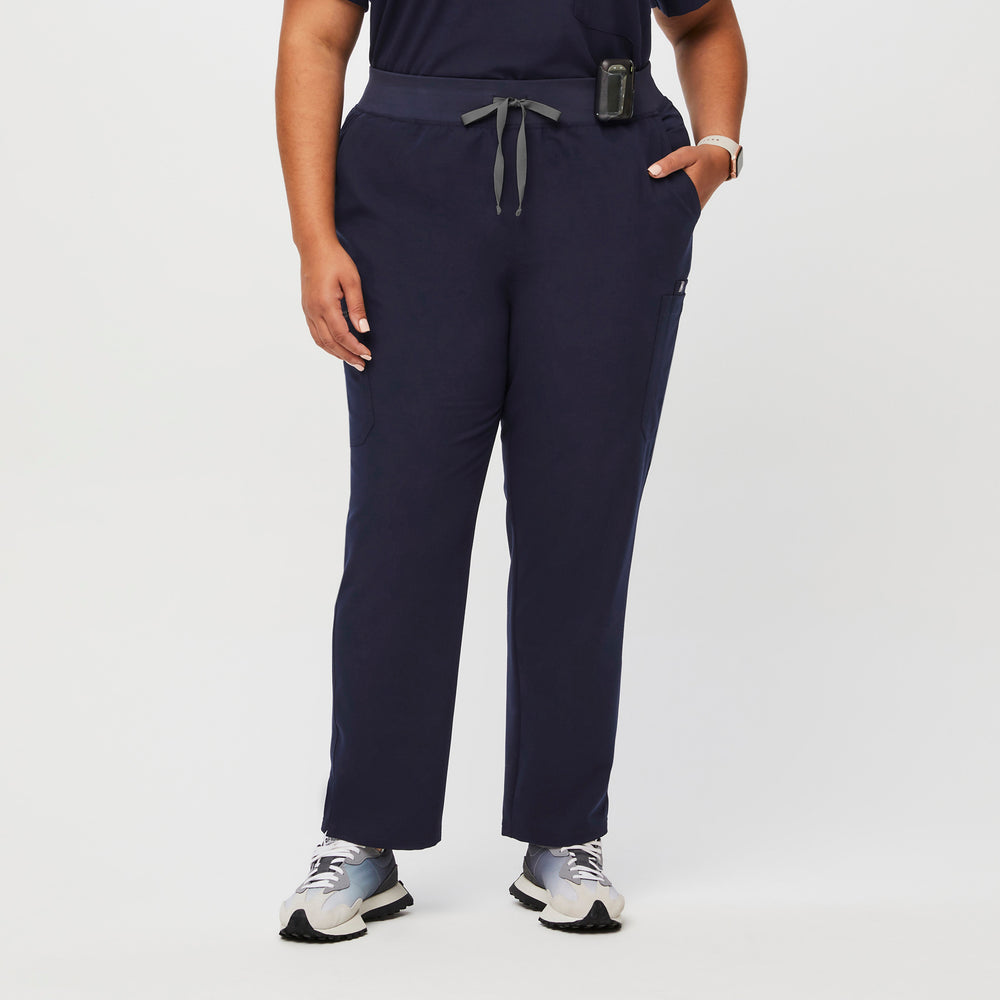 women's Navy High Waisted Yola™ - Tall Skinny Scrub Pants (3XL - 6XL)