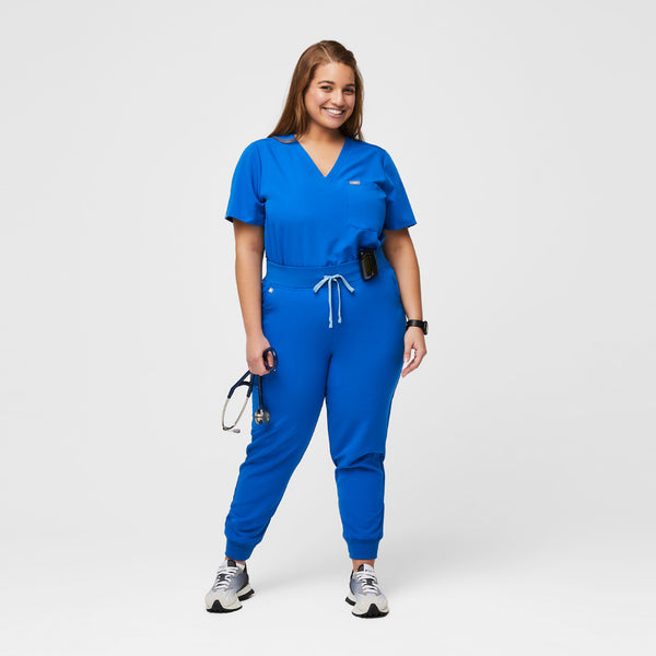 women's Royal Blue High Waisted Zamora™ - Petite Jogger Scrub Pants (3XL - 6XL)